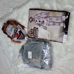 Mens TWISTED CLOWN It Pennywise Costume Large *and Mask